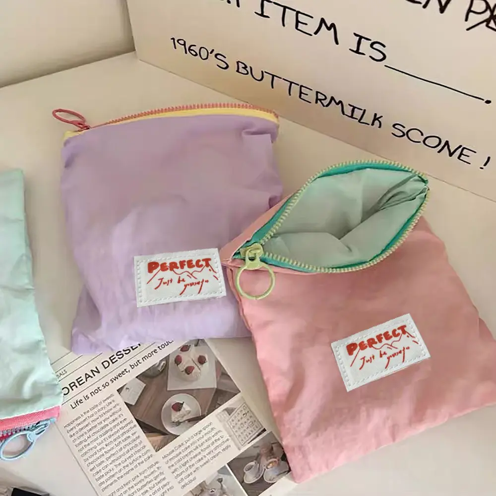 Cute Women Mini Zipper Makeup Bag Korean Macarone Lipstick Cosmetic Storage Pouch Wholesale Make Up Bags