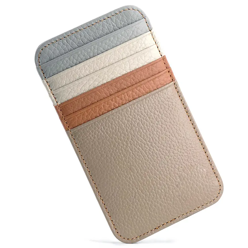 Slim Leather Travel Wallet for Men & Women - Double-Sided Pattern, 12 Card Slots, Compact ID & Change Purse