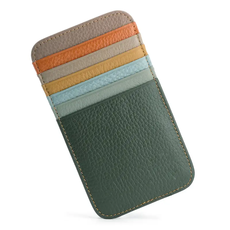Slim Leather Travel Wallet for Men & Women - Double-Sided Pattern, 12 Card Slots, Compact ID & Change Purse