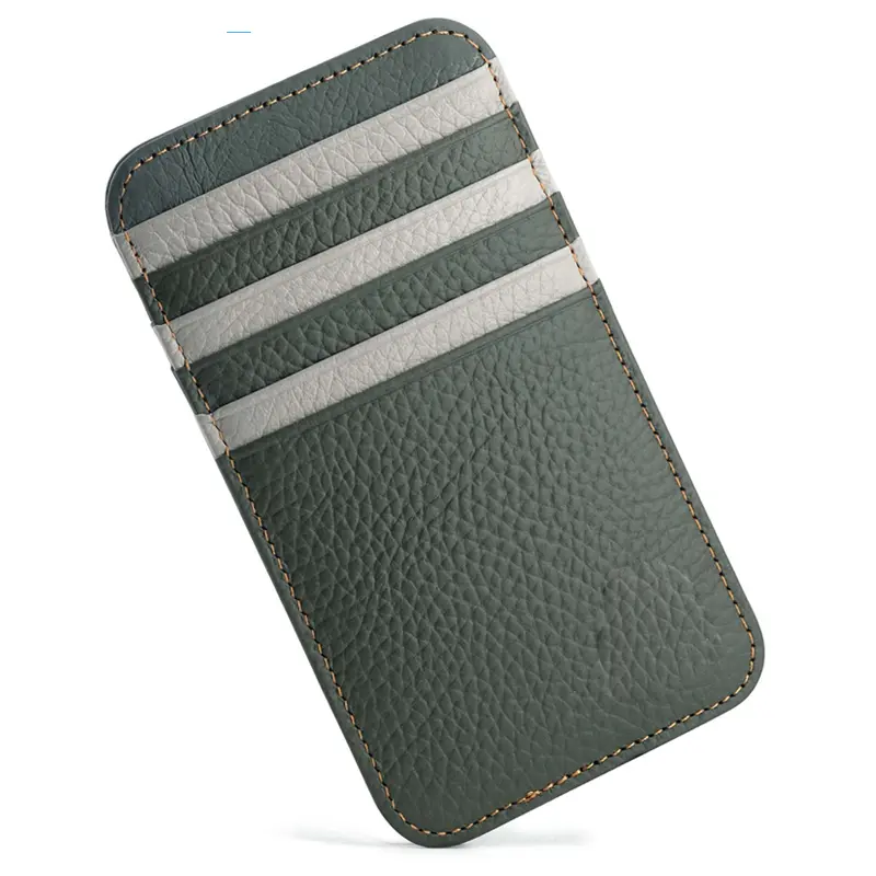 Slim Leather Travel Wallet for Men & Women - Double-Sided Pattern, 12 Card Slots, Compact ID & Change Purse