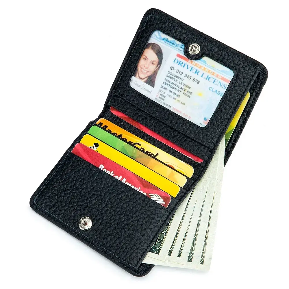 Genuine Leather RFID ID Credit Bank Business Card Holder Cowhide Coin Purse Bags Luxury Clutch Slim Pocket Wallets For Women