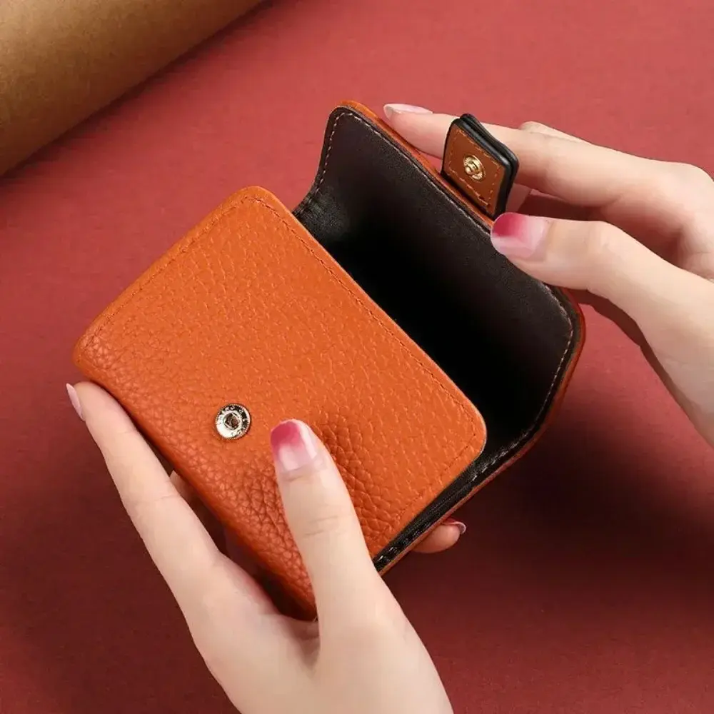 Solid Color PU Leather Women Multi-card Slot Credit Card Holder Business ID Card Case Wallet With Coin Pocket Driver License
