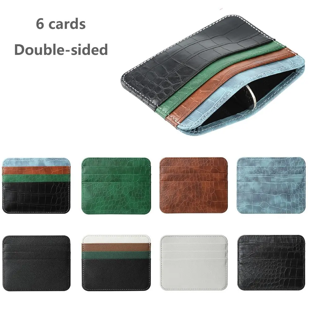 Ultra-thin PU Leather Credit Card Sleeve Card Storage Double-sided Card Holder Organizer Coin Pouch Wallet Card Protector
