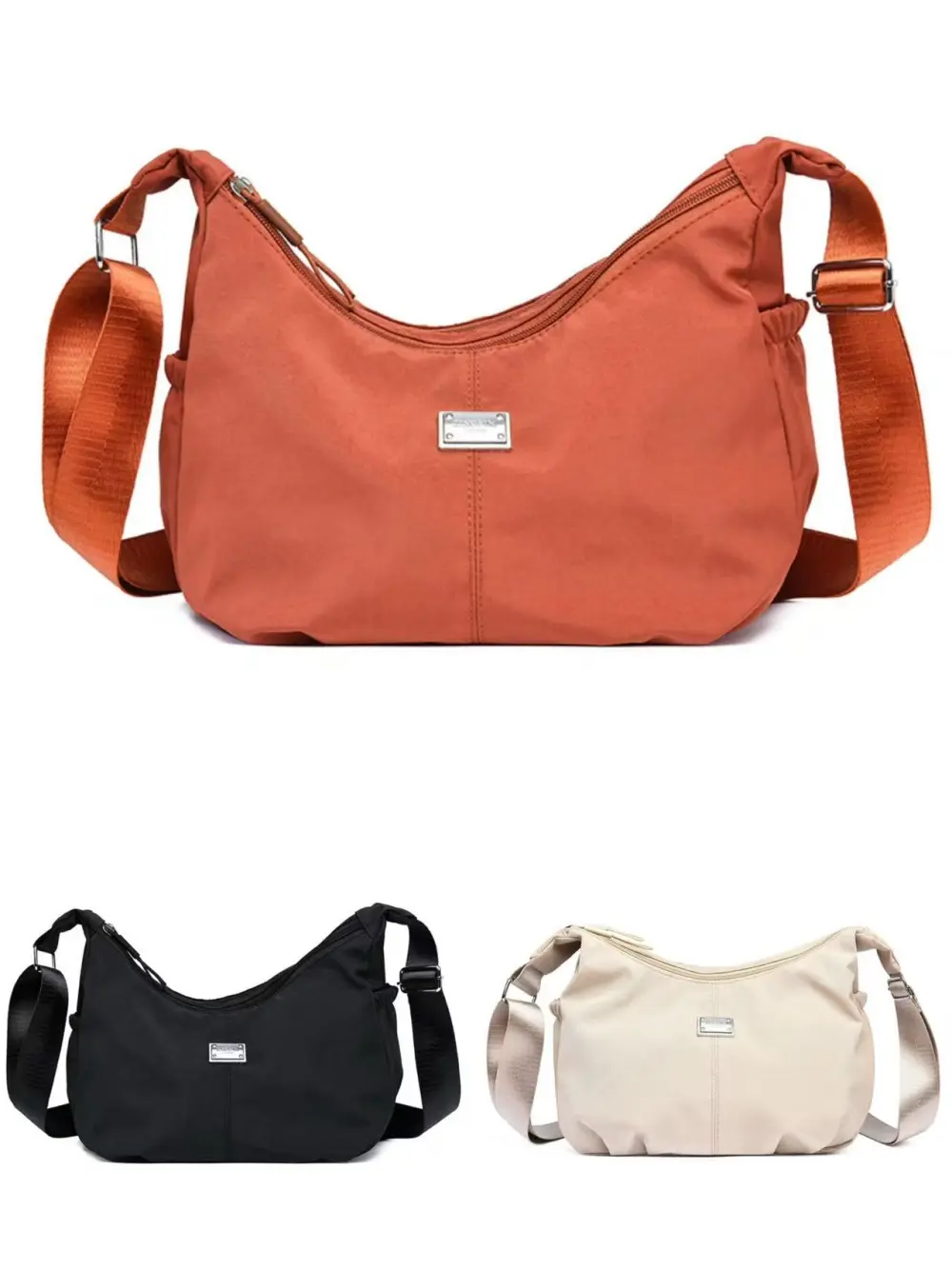 Casual Pleated Shoulder Bag Women's Dumpling Bag Office Ready Single Crossbody Bag Fashionable Soft Nylon Square Shape Bag