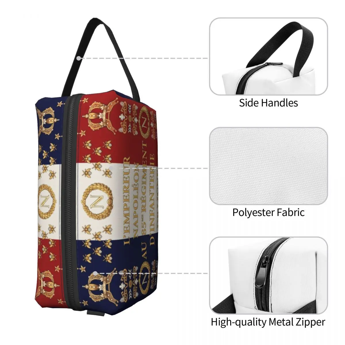 Custom Fashion Napoleonic French 85th Regimental Flag REMASTERED Travel Toiletry Bag Cosmetic Makeup Beauty Storage Dopp Kit