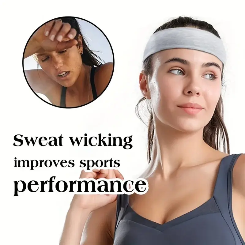 4 pieces of women's elastic sports headbands, solid color, sweat absorbing headbands, elegant Bohemian style accessories