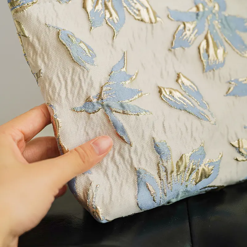 Blue and gold women's makeup bag, portable large-capacity storage bag, travel toiletry bag, canvas double-layer inner tank bag