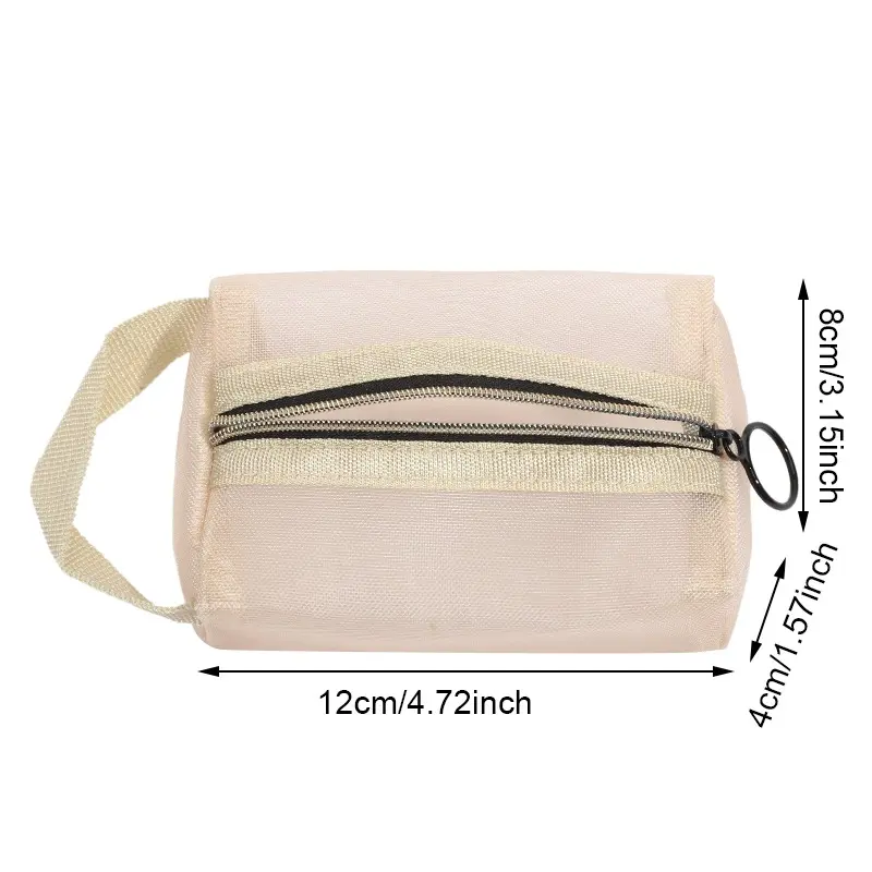 Portable Cosmetic Storage Bag Semi Transparent Wash Nylon Mesh Bags Zipper Opening Small Objects Storage Pouch Makeup Package