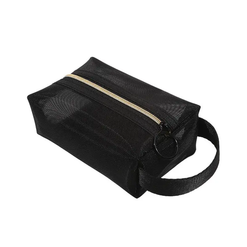 Portable Cosmetic Storage Bag Semi Transparent Wash Nylon Mesh Bags Zipper Opening Small Objects Storage Pouch Makeup Package