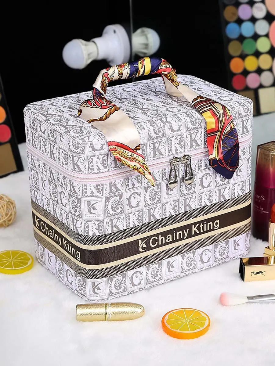 Retro fashion makeup bag New multi-layer large capacity makeup case Travel portable cosmetics storage box five models