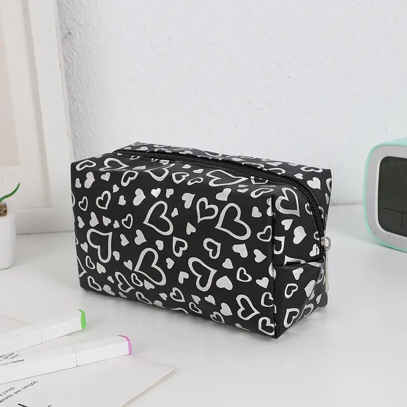 New Heart Pattern Women Makeup Bag Toiletries Cosmetic Organizer Zipper Bag Travel Wash Pouch Cosmetic Case Female Make Up Bags