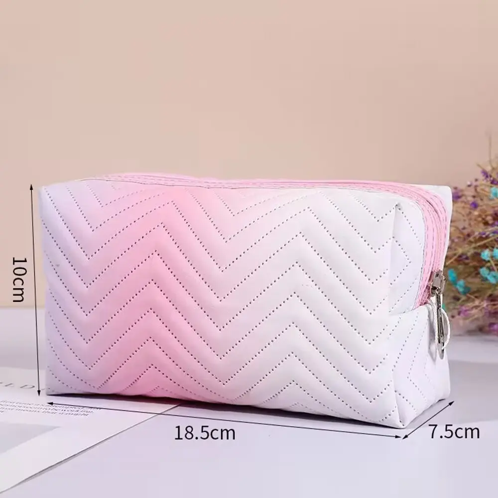 1PCS Women's PU Leather Gradient 3D Makeup Bag Travel Portable Wash Bag Cosmetics Portable Travel Storage Bag