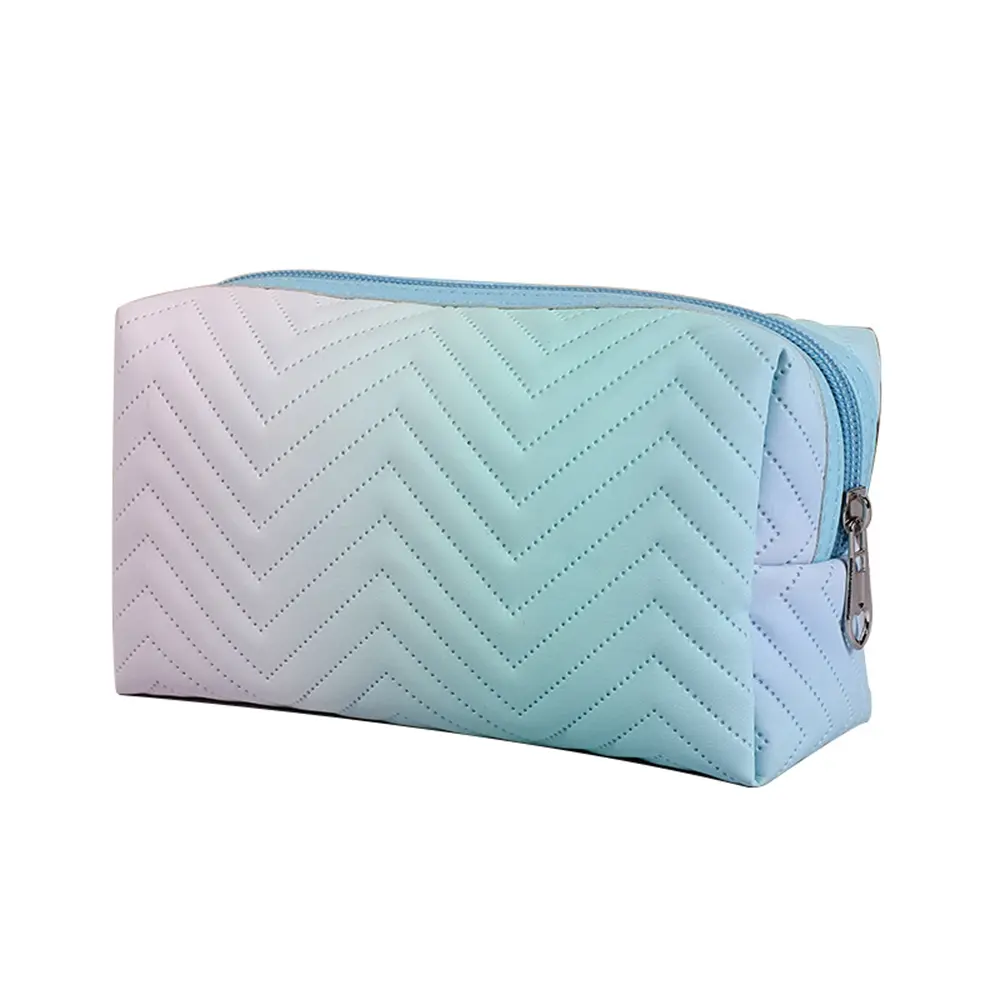 1PCS Women's PU Leather Gradient 3D Makeup Bag Travel Portable Wash Bag Cosmetics Portable Travel Storage Bag