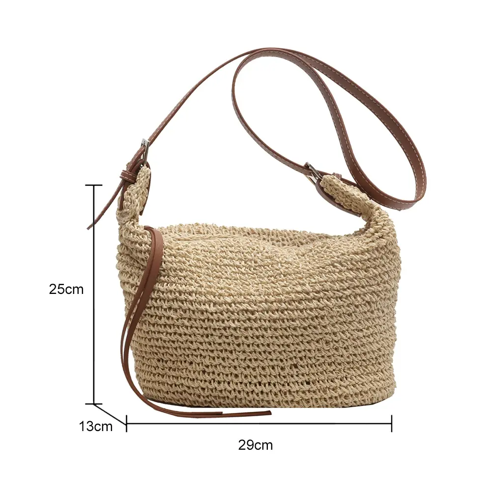 Paper Rope Women Hand-Woven Handbags Handmade Ladies Woven Bag Fashion Casual Simple Elegant Strap Adjustable Female Purse