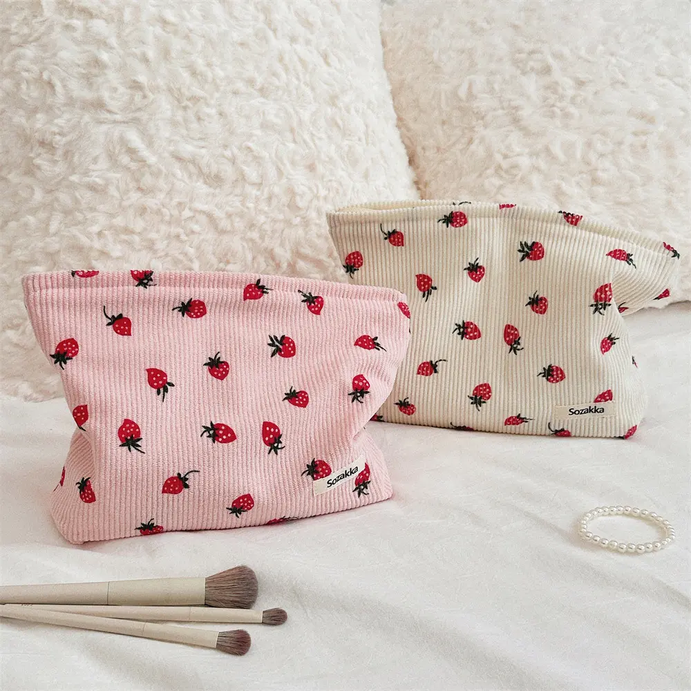 Makeup bag NEW SIMPLE corduroy SMALL PUT IN BAG WASH BAG LARGE capacity women 's skincare storage bag A-DH