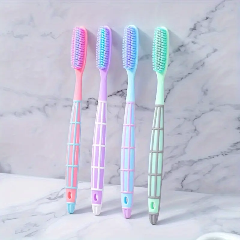 4pcs/set Super Long Toothbrush Soft Fur Large Brush Head Adult Toothbrush Manual Toothbrush Firm Toothbrush