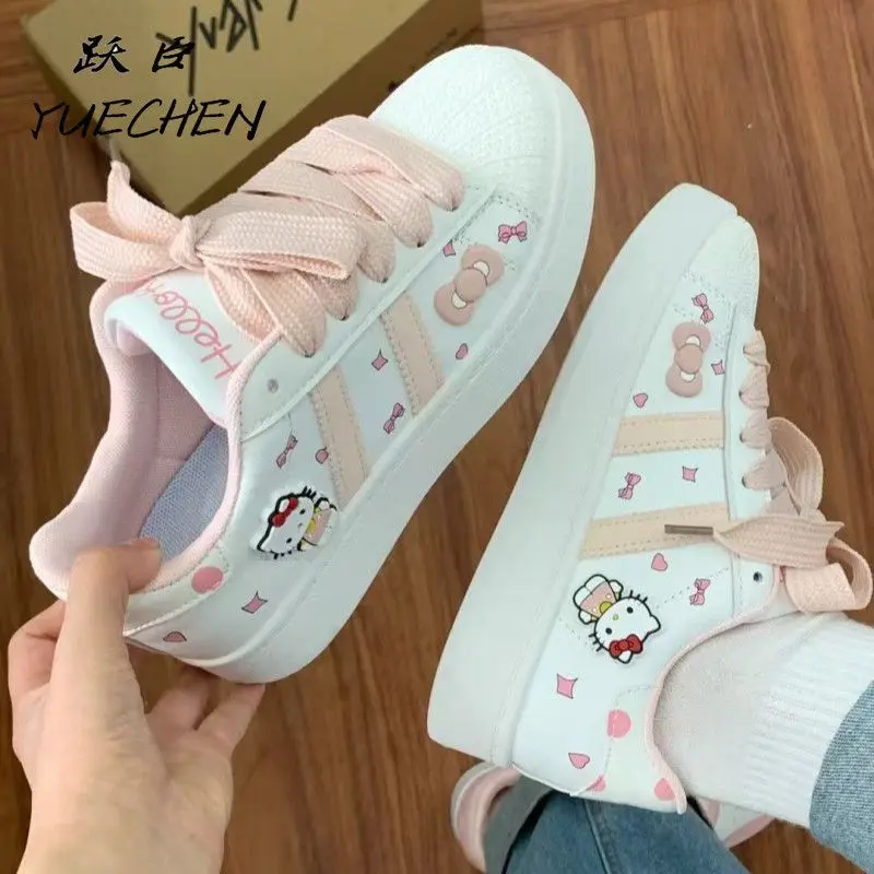 Girly Heart Kawaii Sanrio Anime Hello Kitty Ins Fashion Sneakers Cute Kt Cat Breathable Mesh Casual Shoes Gifts for Girls