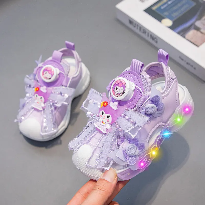 Children's Moral Training Shoes Girl Boy Hello Kitty Shoes Breathable Mesh Surface Sneakers Soft Sole Casual Board Shoes Gift