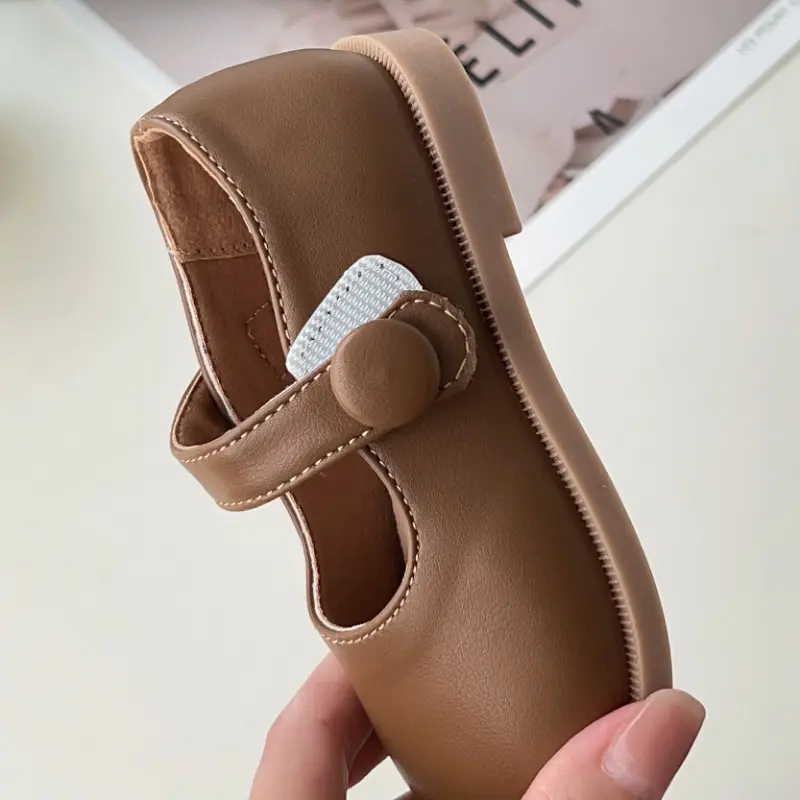 구두 Children Leather Shoes Black Brown Princess Mary Janes Round Toe Little Girl Single Shoes Soft Sole Shallow Kids Dress Shoes