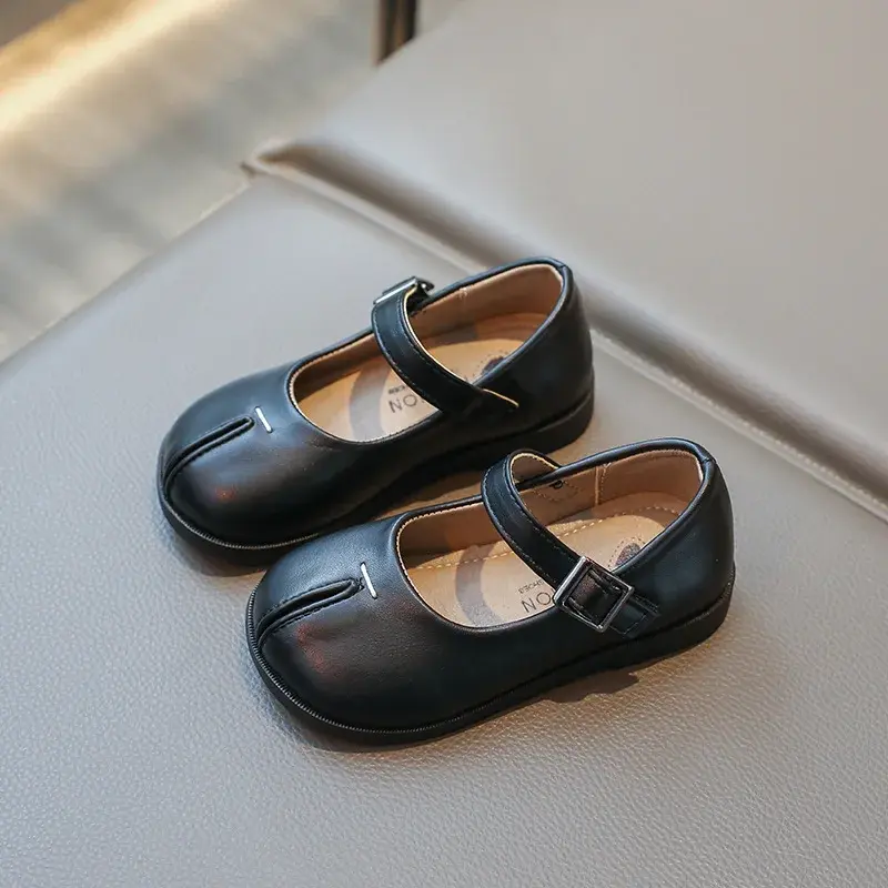 Korean Style Children's Leather Shoes Solid Color Fashion Kids Causal Non-slip Mary Jane Shoes Spring Autumn Girls' Flat Shoes