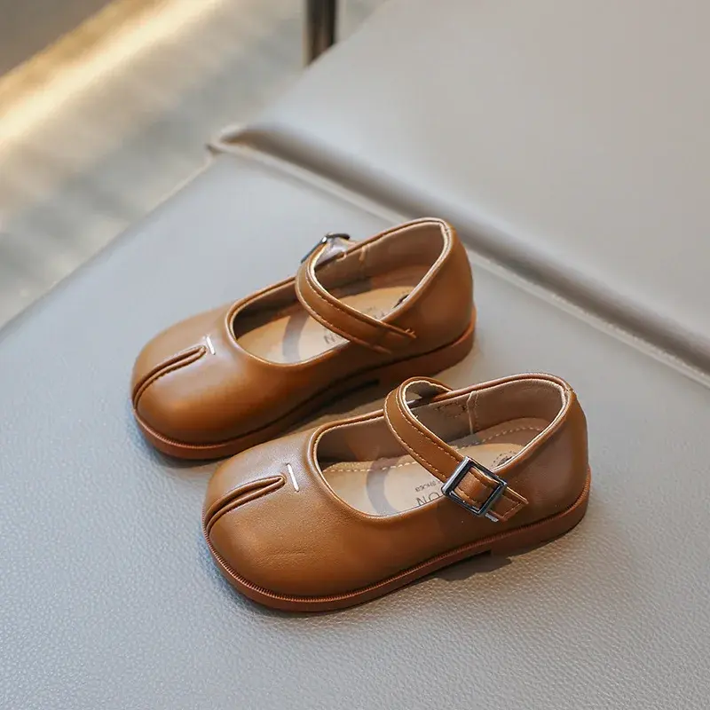 Korean Style Children's Leather Shoes Solid Color Fashion Kids Causal Non-slip Mary Jane Shoes Spring Autumn Girls' Flat Shoes