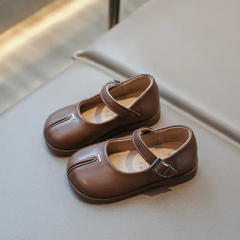 Korean Style Children's Leather Shoes Solid Color Fashion Kids Causal Non-slip Mary Jane Shoes Spring Autumn Girls' Flat Shoes