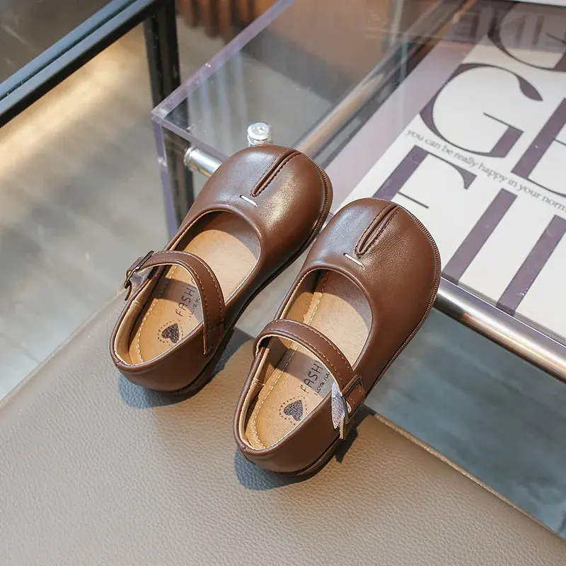 Korean Style Children's Leather Shoes Solid Color Fashion Kids Causal Non-slip Mary Jane Shoes Spring Autumn Girls' Flat Shoes