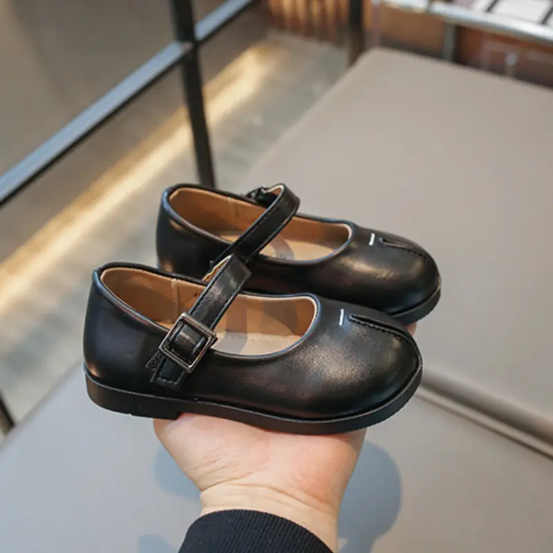 Korean Style Children's Leather Shoes Solid Color Fashion Kids Causal Non-slip Mary Jane Shoes Spring Autumn Girls' Flat Shoes