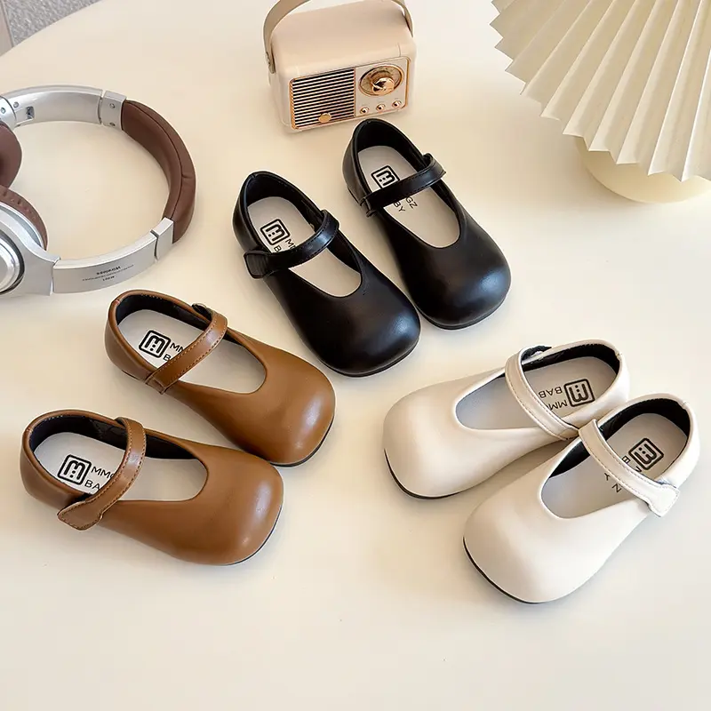 2025 Spring Autumn New Children Leather Shoes for Girls Fashion Korean Style Soft Bottom Non-slip Princess Versatile Simple Shoe