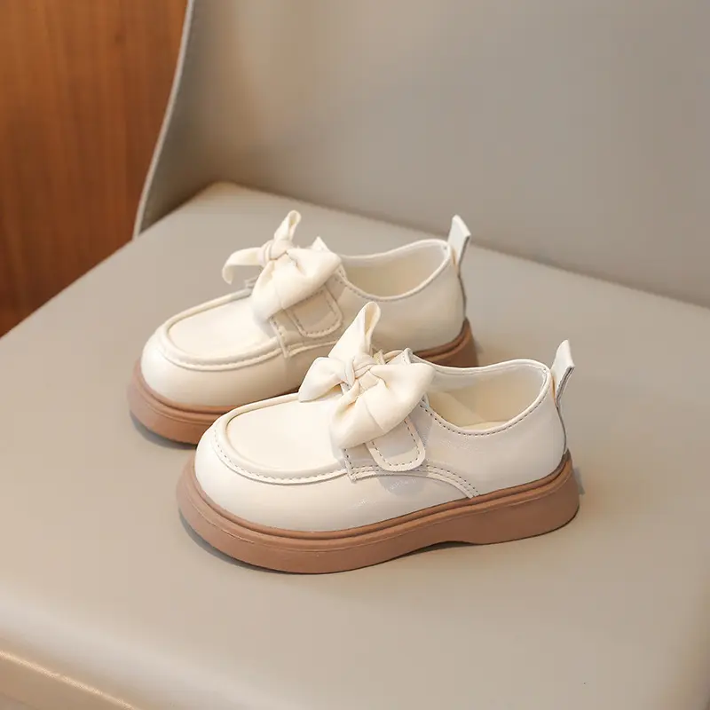 New Children's Leather Shoes Spring Autumn Black Girl Shoes Fashion Bowknot Kids Princess Mary Jane Shoes Flats School Versatile