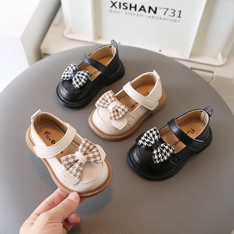 Spring Autumn Fashion Children's Leather Shoes Elegant Princess Shoes for Girls Versatile Kids Baby Walking Flats Single Shoes