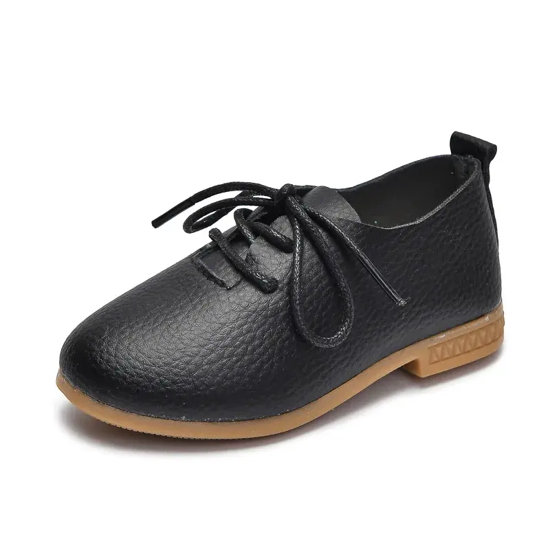 Kids Flat Shoes Solid Color Matte PU British Style Children Leather Shoes Non-slip 2025 New Fashion Boys Girls Chic Shoes Soft