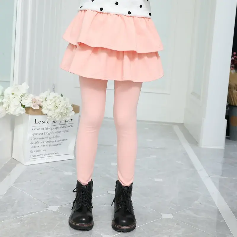 Warm Spring Cotton Autumn Winter Girl Leggings Skirt-pants Cake Skirt Kids leggings Children girls Pants Trousers 3-11 Years