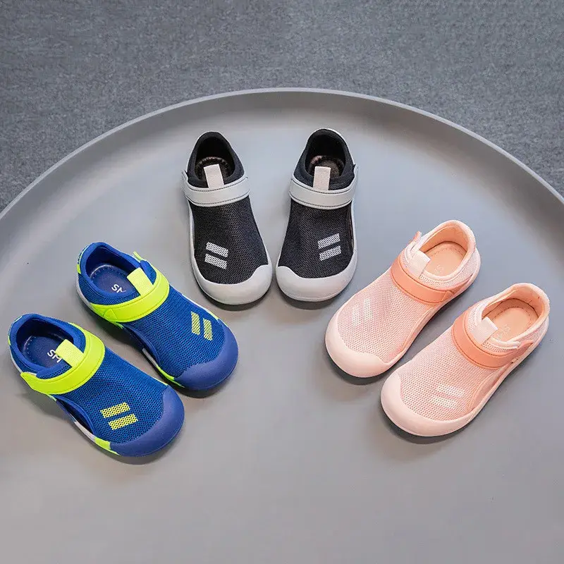 Kids Mesh Sandals Toes capped Boys Girls Casual Shoes Soft Sole Summer Children Fashion Beach Shoes Anti-Slip Wear-resistant