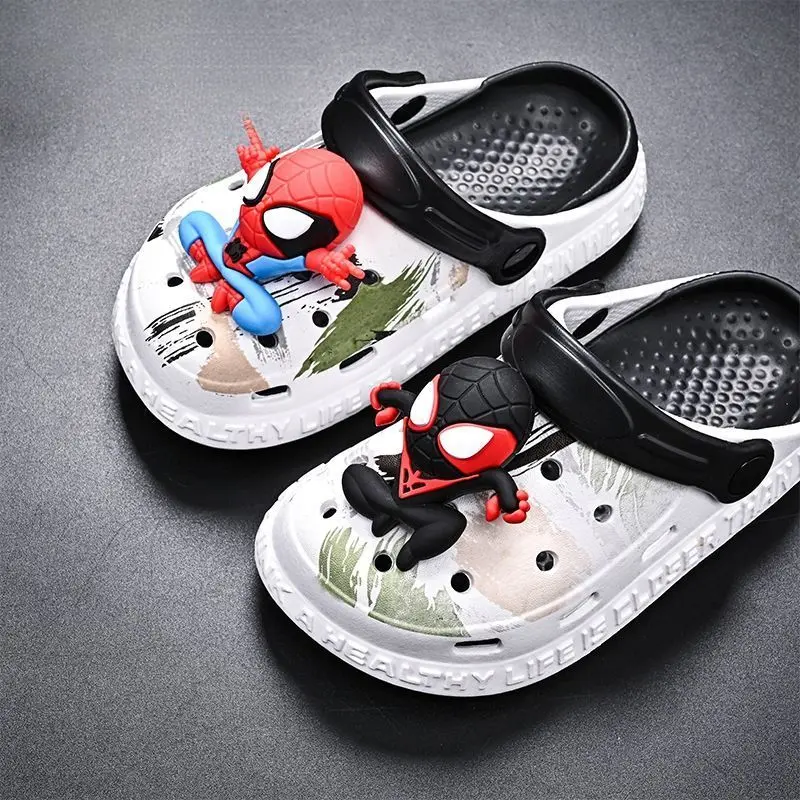 Disney Children's Casual Shoes EVA Sandals Boys Girls' Cartoon Anti Slip Soft Sole Children's Beach White Black Shoes Size