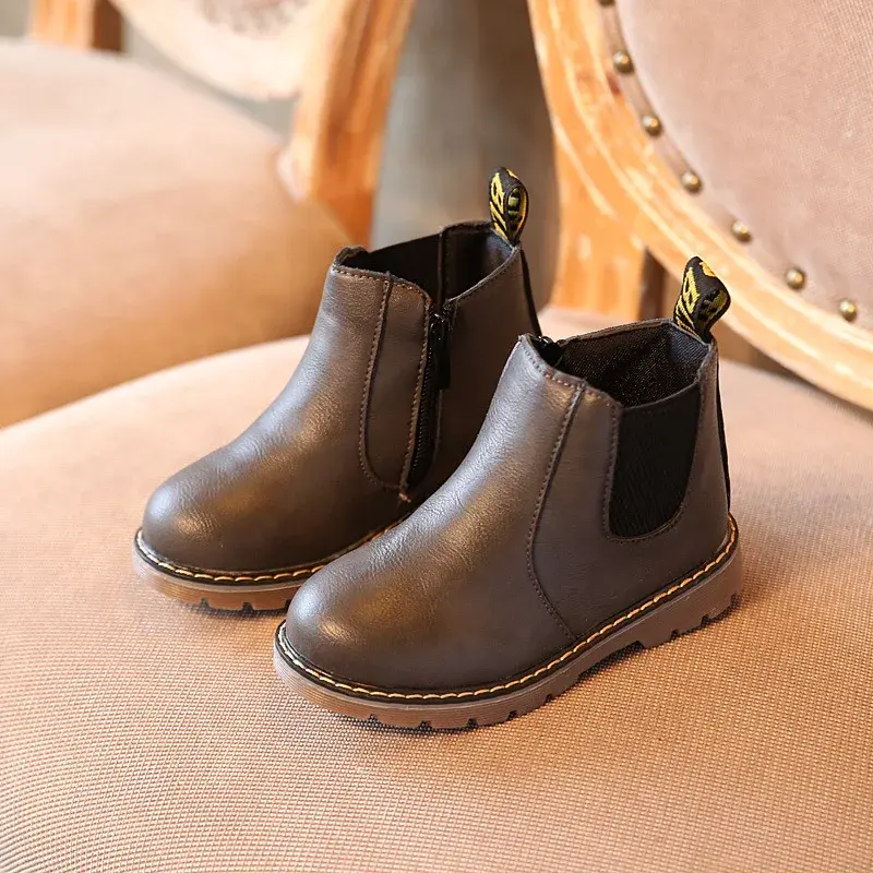 Children's Boots for Boys Girls Toddlers Little Kids Fashion Classic Ankle Boots Warm Rubber Chelsea Boots British Style 21-36