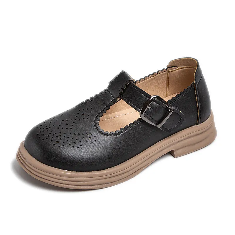 Girls Leather Shoes for Wedding Party Fashion Princess Vintage T-strap Kids Flats Breathable Soft Spring Autumn Brand New Soft