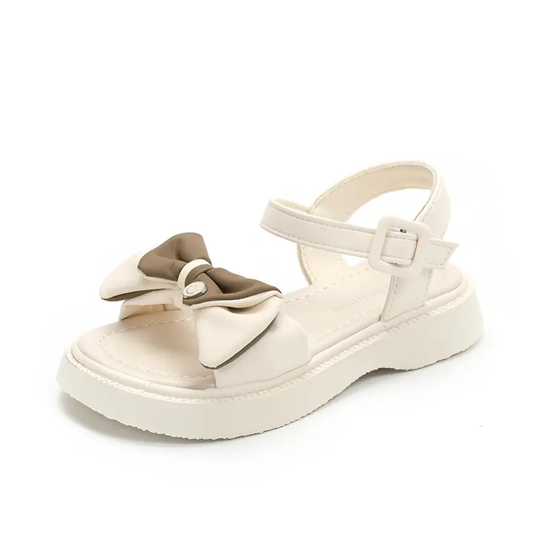 New Sweet Girl Summer Sandals Elegant Bowknot Children Princess Shoes Fashion Open-toe Kids School Sandals Versatile Hook Loop