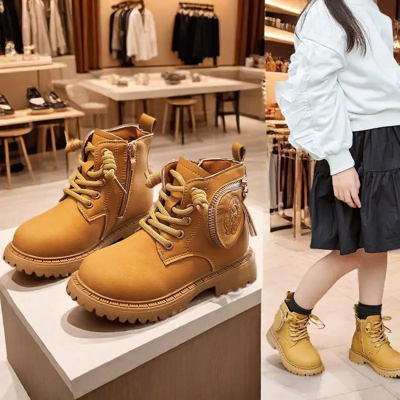 2025 Children Casual Boots for Girls Autumn Winter New Fashion Korean Style Soft Bottom Anti-slippery Versatile British Shoes