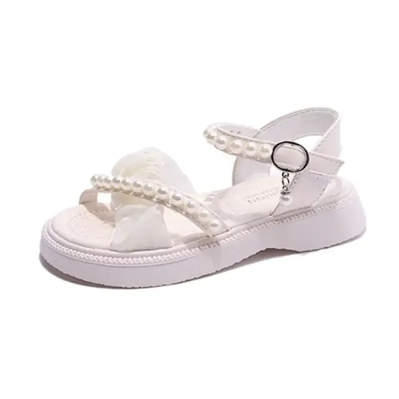 Girls Sandals Non-slip Comfort 2025 New Fashion Kids Beach Shoes Trendy Children Princess Shoes Ins Sweet Open Toes Hook&loop