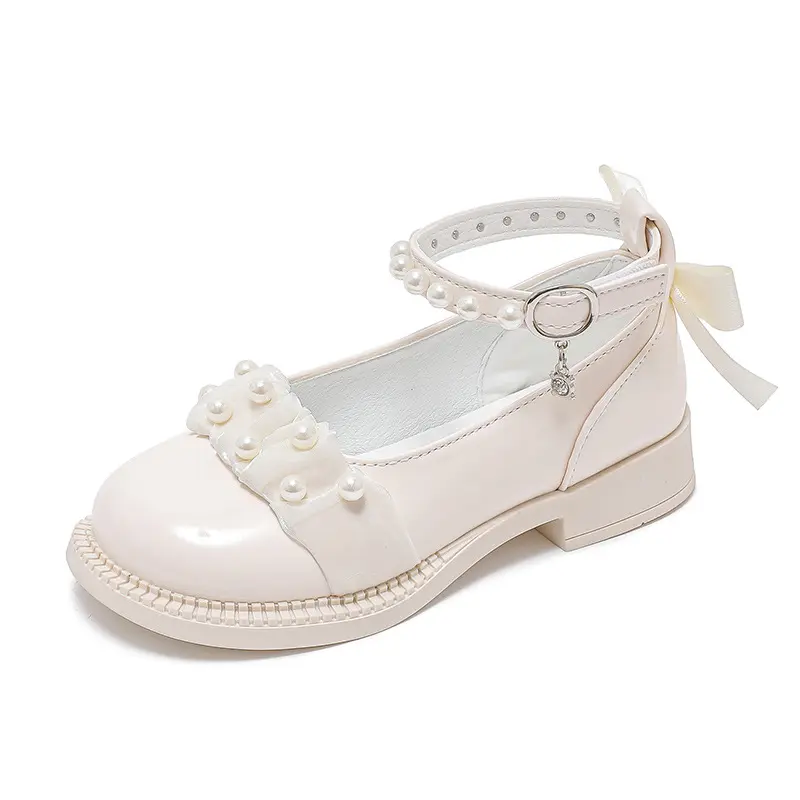 Girls Princess Leather Shoes Fashion Lolita Children's Causal Bowtie Mary Jane Shoes Sweet Kids Black School Performance Shoes
