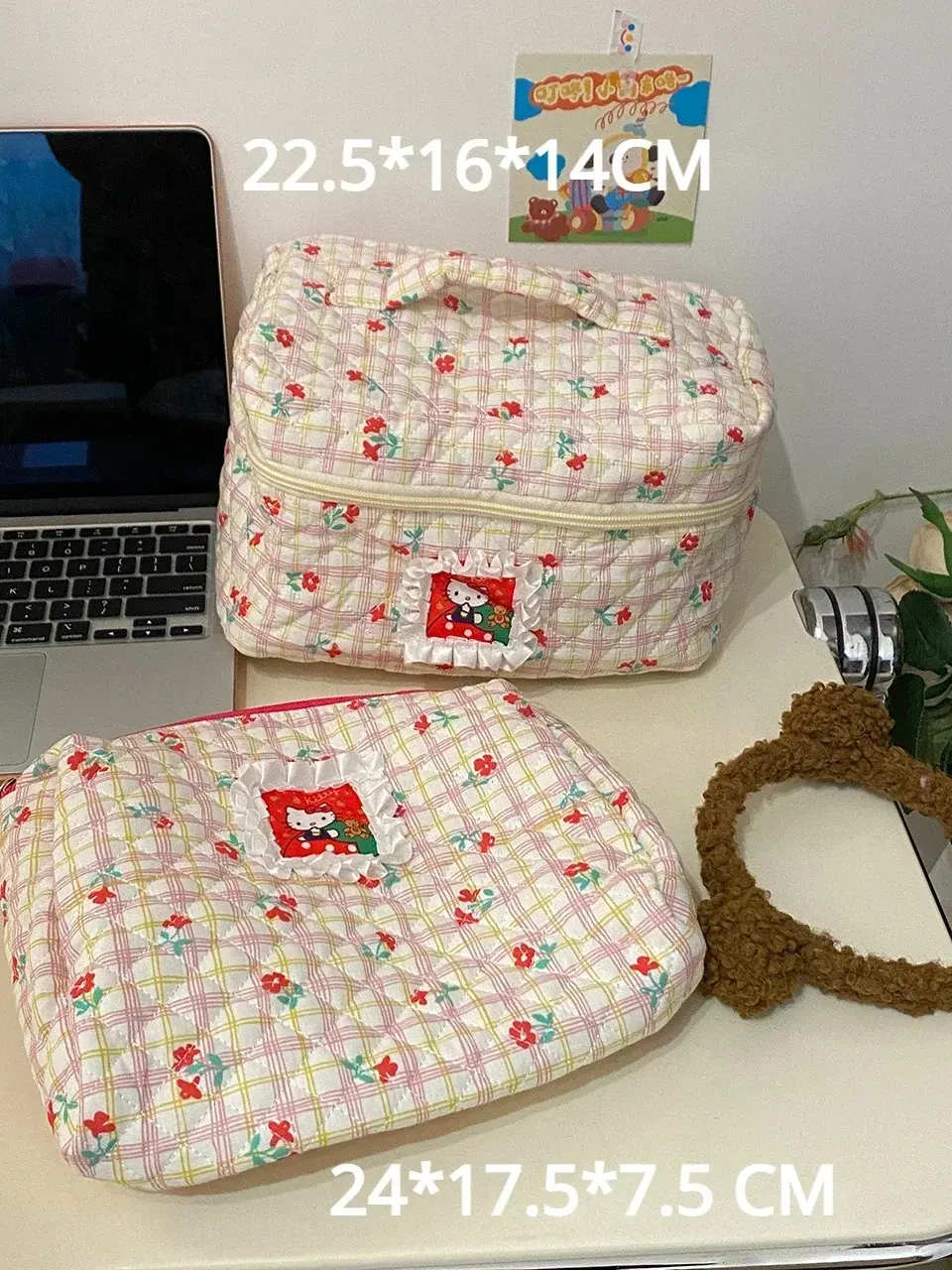 Women Cute Large Capacity Cat Prints Makeup Bag Ladies' Instagram Travel Portable Toilet Bag Student Pen Case