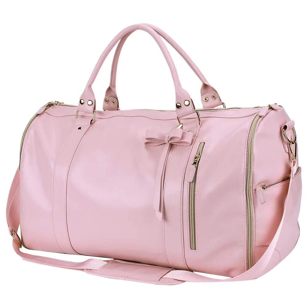 Travel Garment Bag Convertible Garment Duffle Bag Multi-pockets Suit Travel Bag Foldable PU Leather Duffle Bag for Men Women