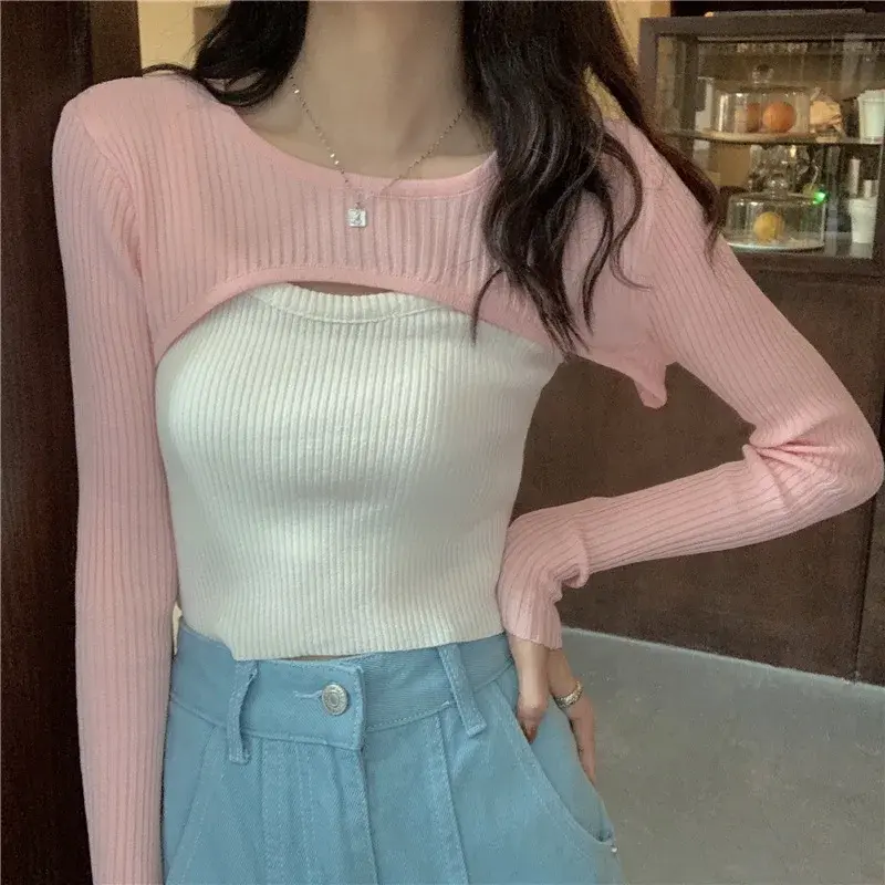 High-Waisted Lace-Up T-Shirt Women's Inner Long Sleeve Base Layer Top Korean Trendy Loose-Fit Overwear For Spring Summer Autumn