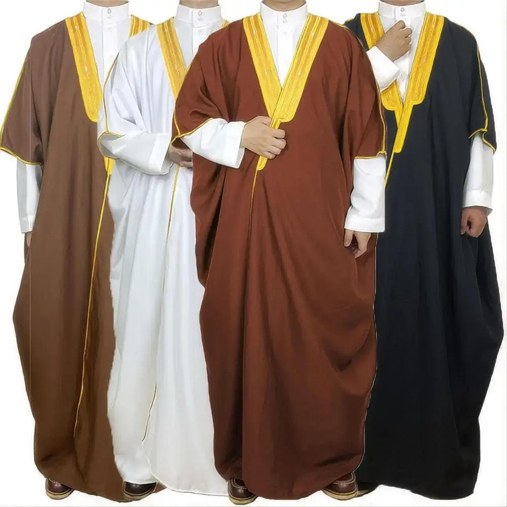 Cross-Border Embroidery Men's Formal Gown Arabic Conservative Long Kaftan Gown Malay-Arab Culture Academic Speech Gown
