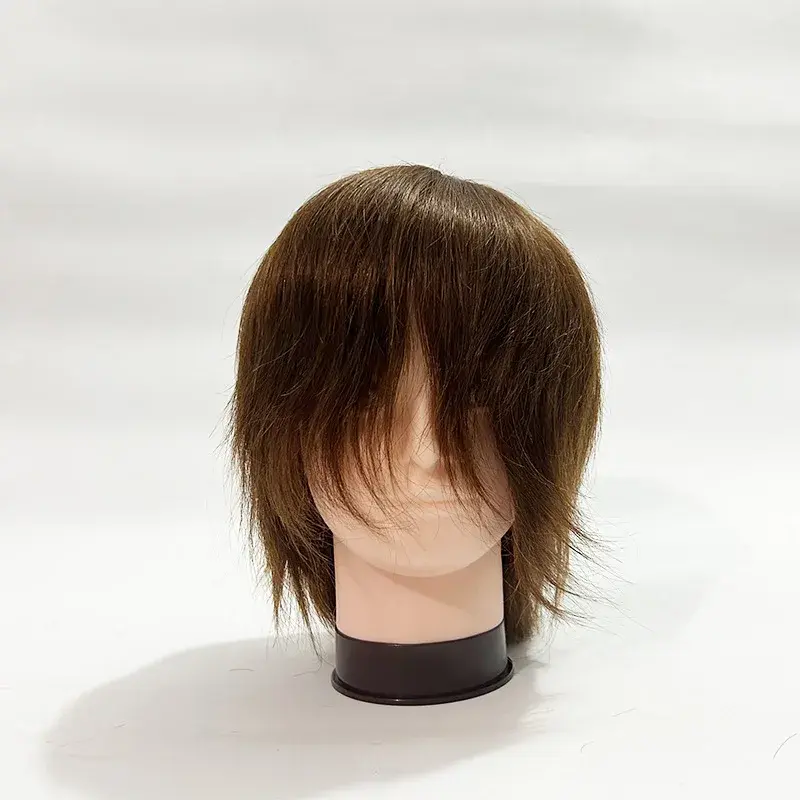Real Human Hair Wig Head Model Short Straight Hair Men's Natural Home Direct Supply Wig Head Hair Extension Full Length