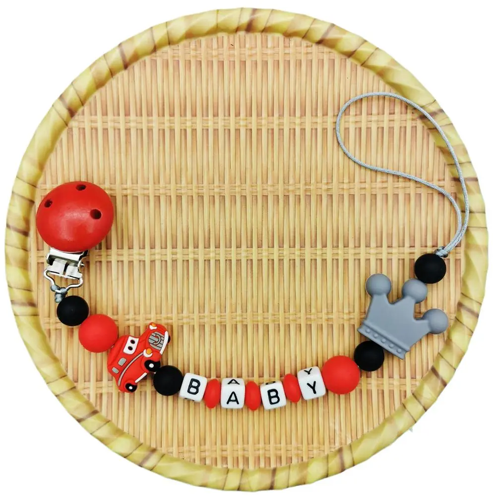 Baby Pacifier Clips Personalized Name Cartoon Dummy Nipples Holder Clip Chain Teething Toys Infant Feeding Accessories BPA Free