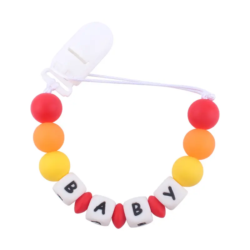 Personalized Silicone Name Baby Pacifier Clips Colour Dummy Nipples Holder Chain Teething Toys Accessories Infant Feeding