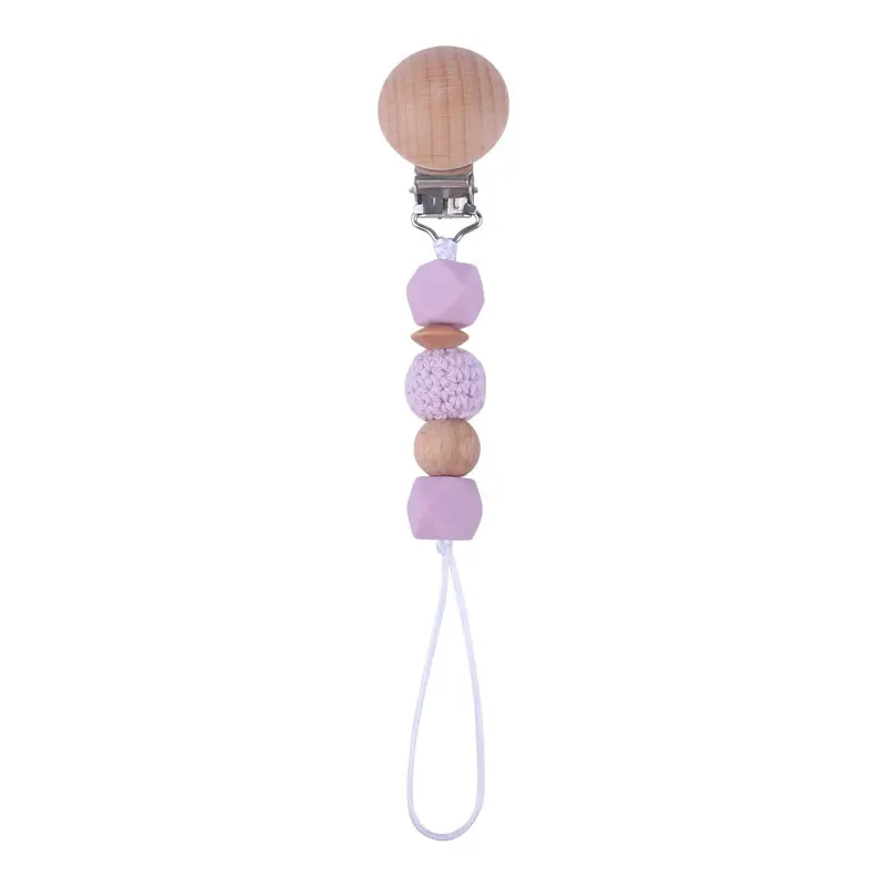 Pacifier Chain 1pc Baby Teeting Chains Crochet Round Beads Wooden Clips Wood Teether Dummy Clips