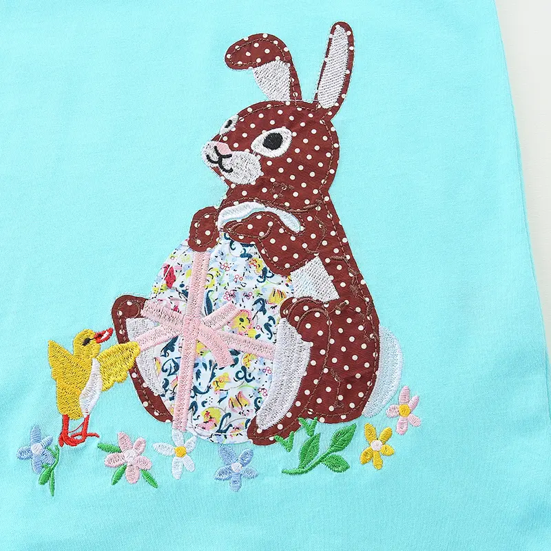 2025 Autumn Girl's Dress Rabbit Embroidery Charm Gentle Sweet Children's Dress Party Outdoor